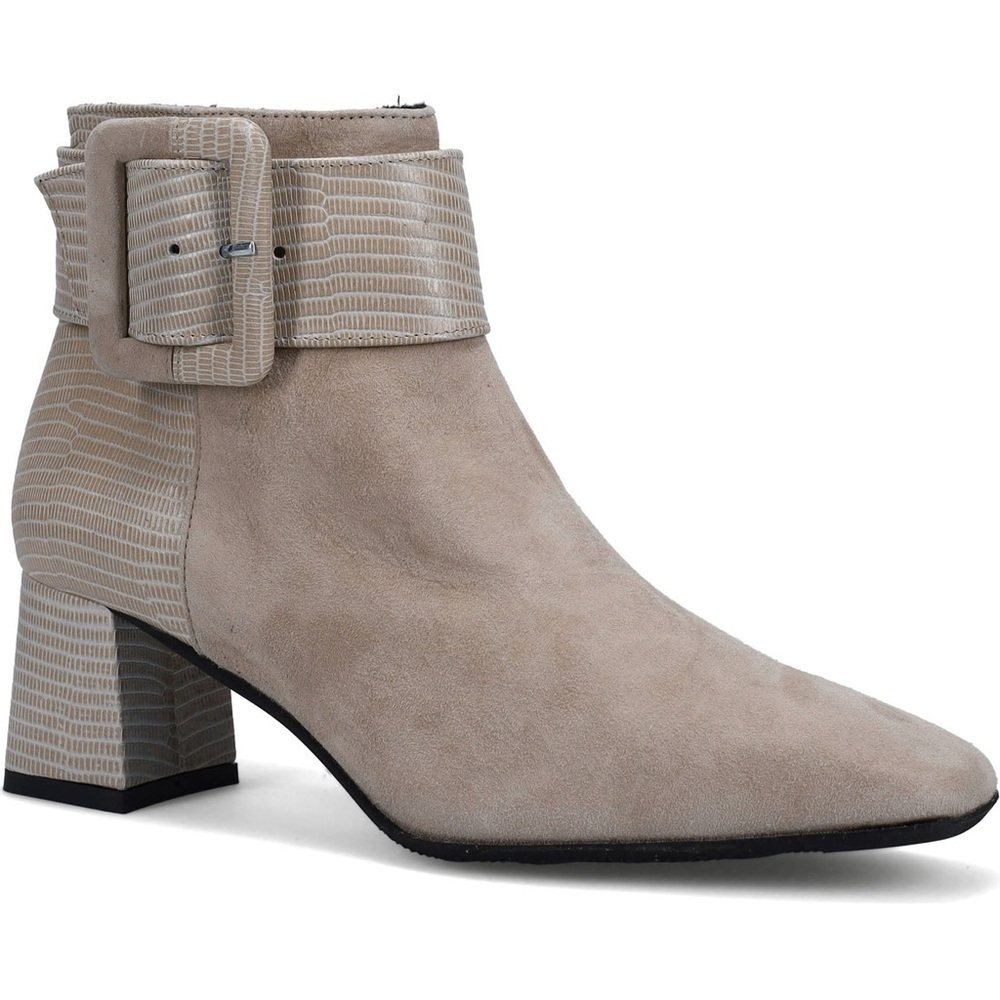 NWT Ron White Lana Cashmere Suede & Pearlized Embossed Lizard Buckle Bootie Lamb
